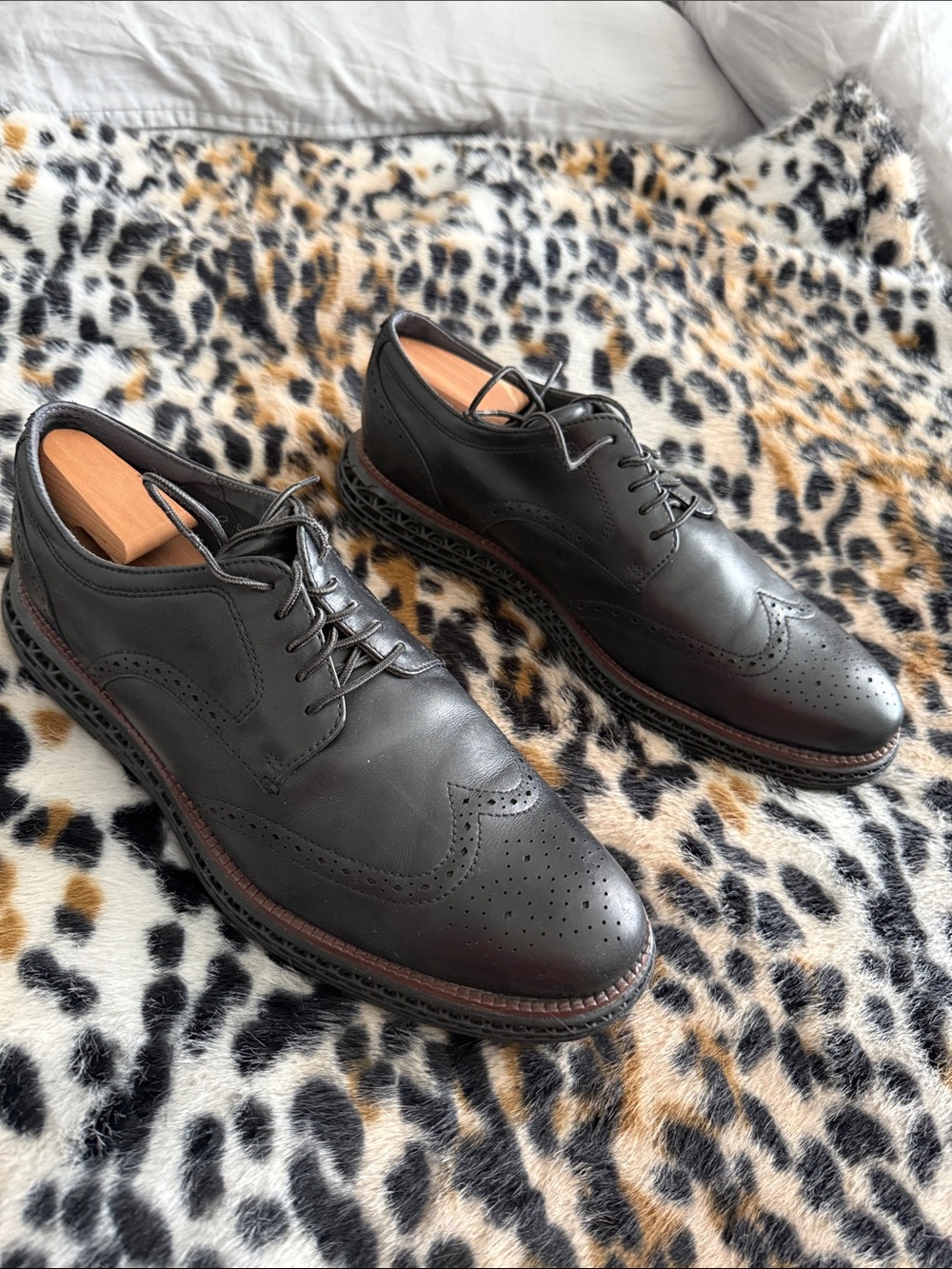 Cole Haan Black Leather Wingtip Oxfords